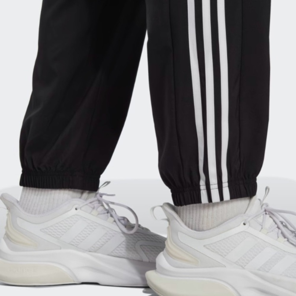 Adidas Black 3 Stripe Track Pant Size 2XL Drawstring Waist Jogger Pockets Tricot - Picture 7 of 12